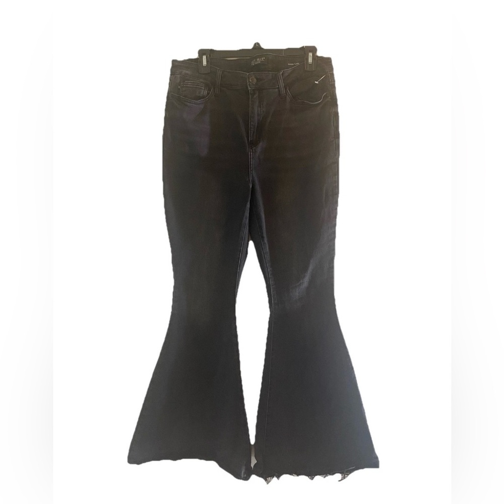 Judy Blue Super Flare Wide Leg Jeans  Women’s 31 Black High Waist Raw Hem (E40)